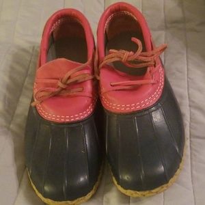 L.L.Bean Duck Shoes 9W Navy and Dark Pink